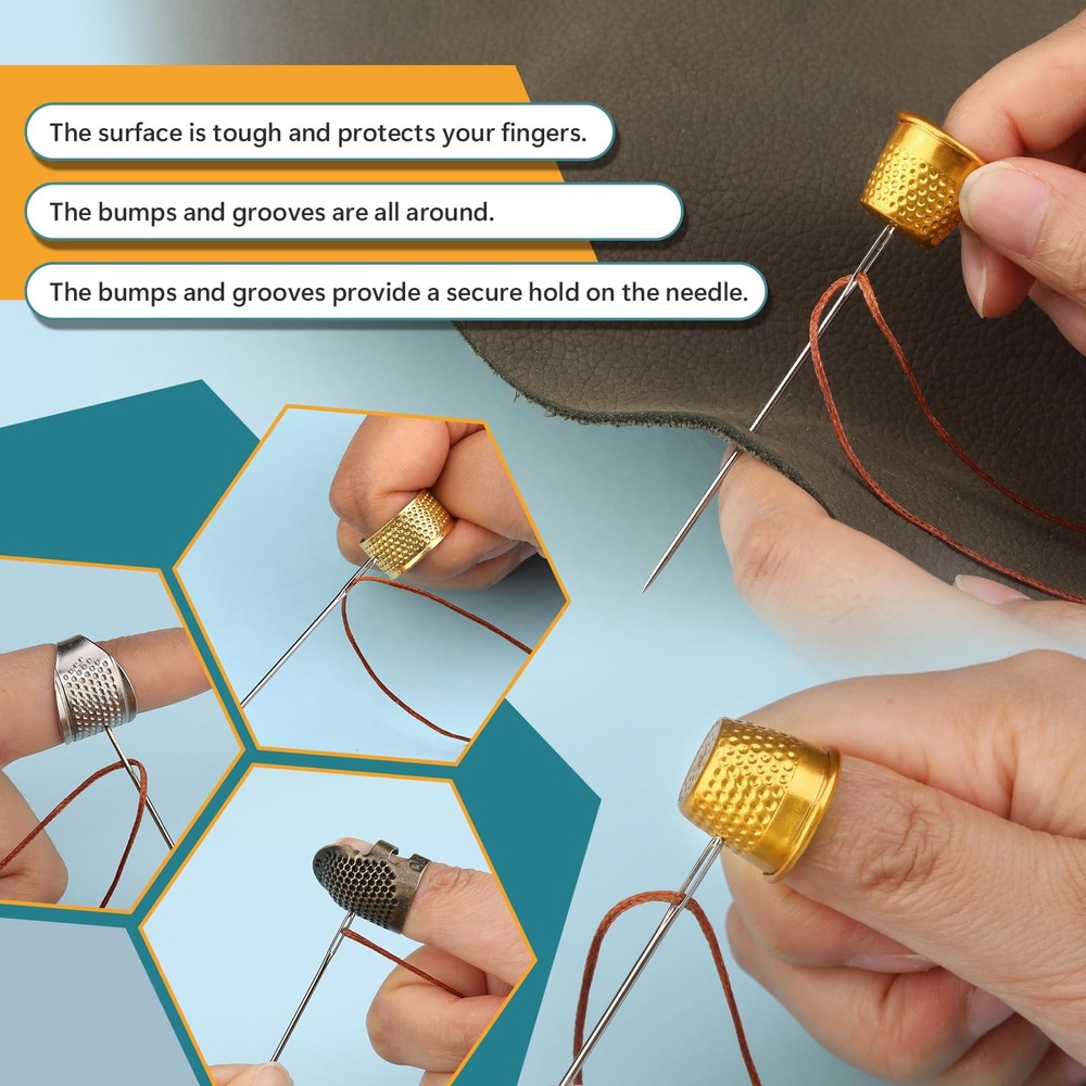 ZMAAGG Thimbles for Hand Sewing, 8 PCS Sewing Basic Version, Multicolor