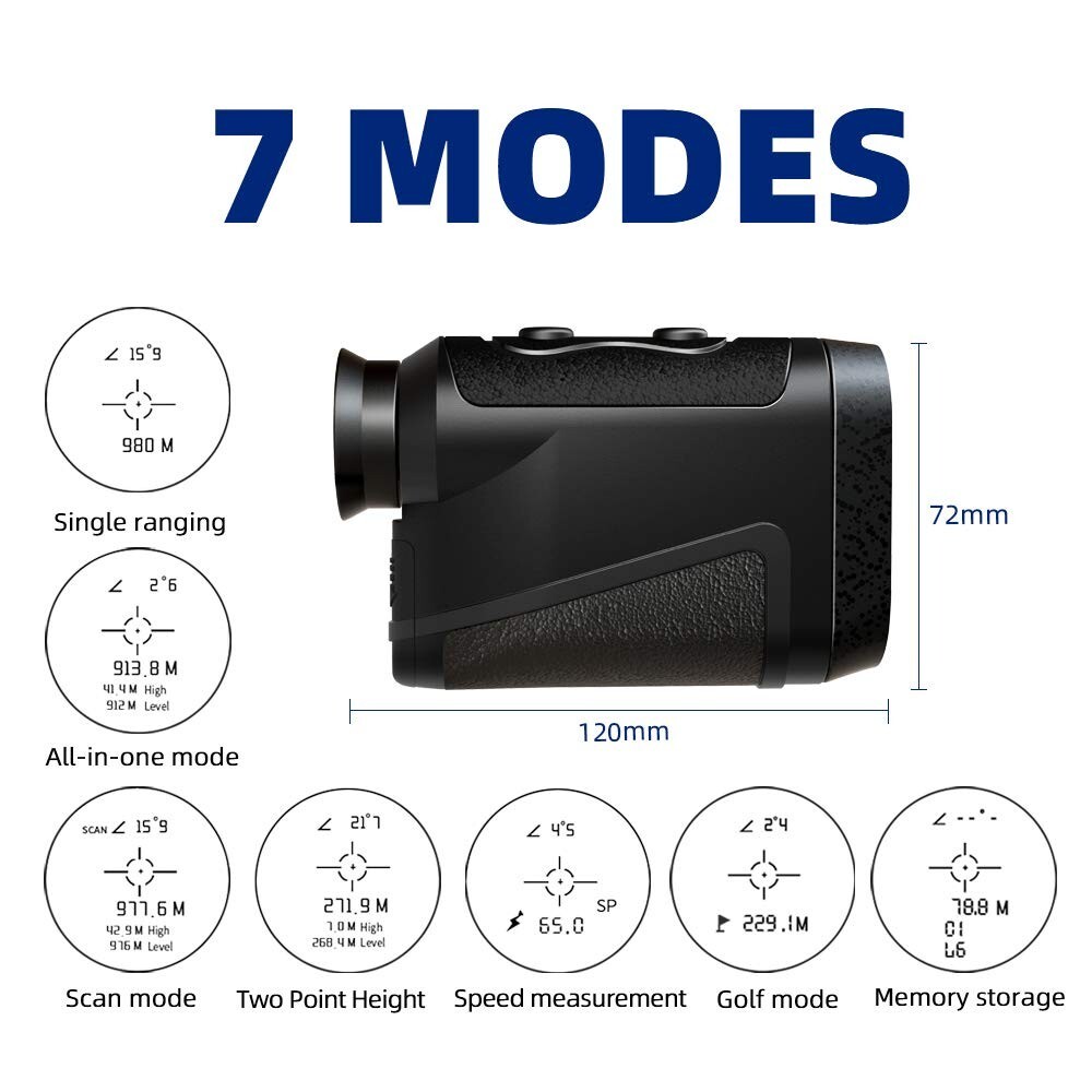 Laser Golf Rangefinder 8X 1800 Yards with replaceable CR-2 battery