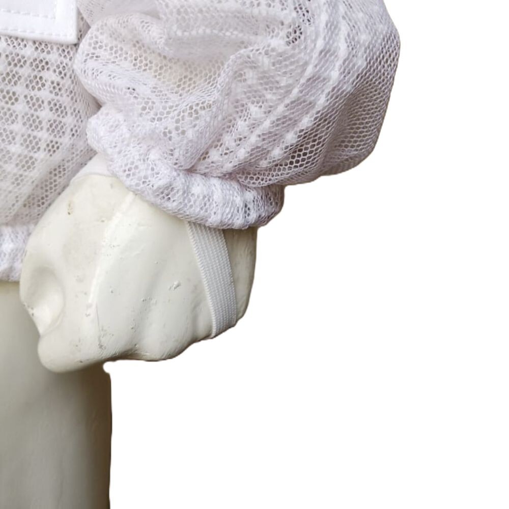 Full Ventilated Beekeeping Jacket 3 Layer Ultra Breeze Round Veil, White, L