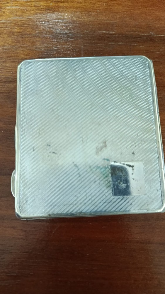 Vintage Art Deco Cigarette Case EPNS Engine Turned Pattern Antique Silver Toned