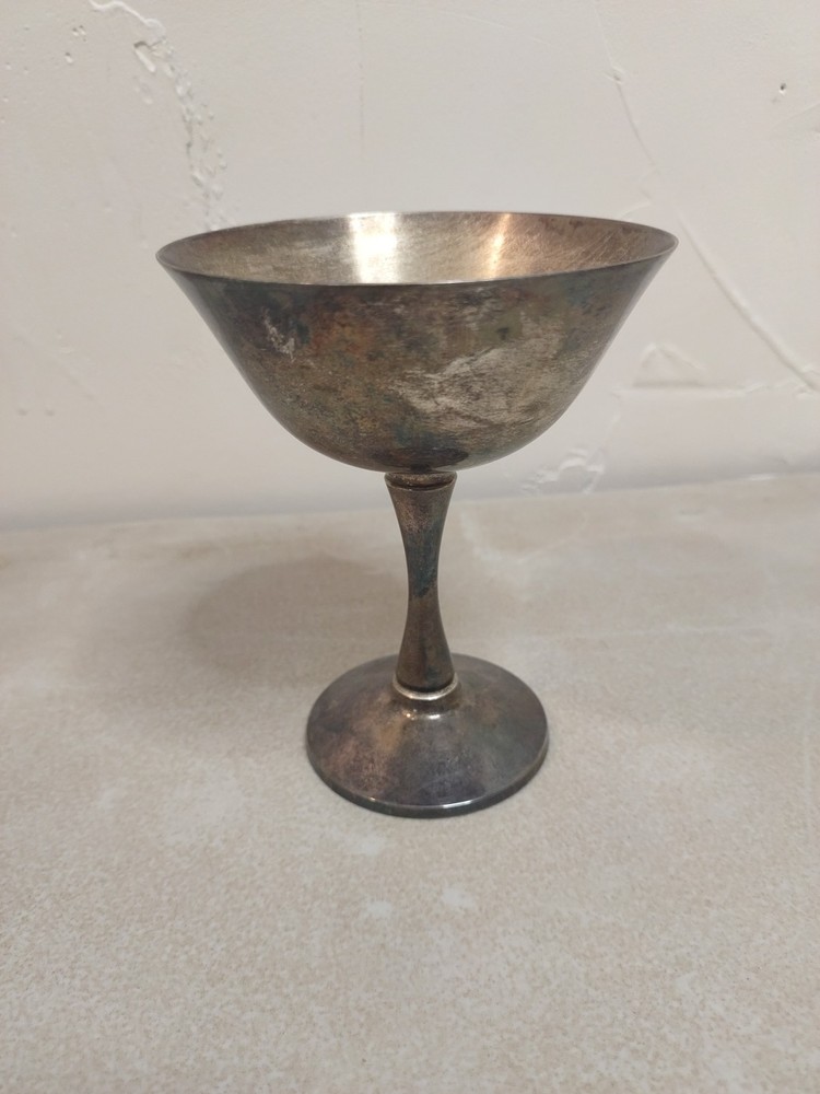 Salem Silverplate Goblet with Patina,4.75"