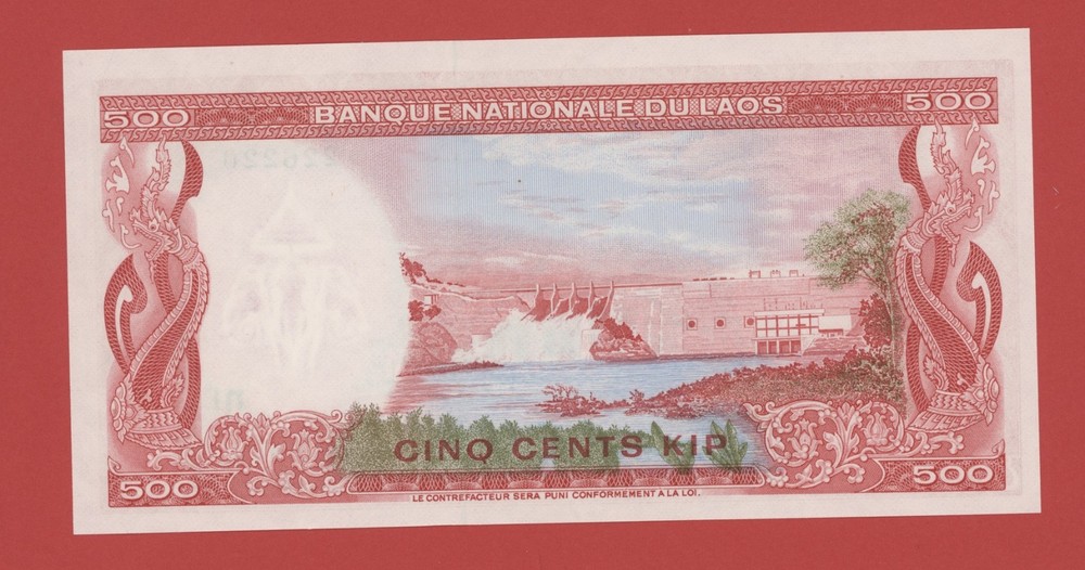 LAO 500 KIP ( 1974 ) PICK # 17a UNC.