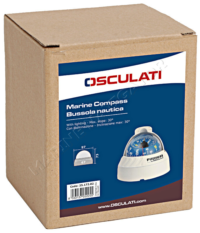 FINDER Boat Marine Compass 2" 5/8 White/Blue Surface Mount