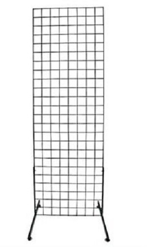 Gridwall Panel Display 2' x 6' Wire Grid Wall Black 2 Legs Standing Screen Metal