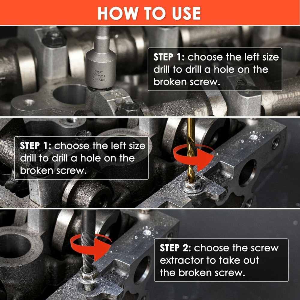 THINKWORK 16pcs Screw Extractor, Spiral Bolt Extractor Kit, Easy 16-pieces