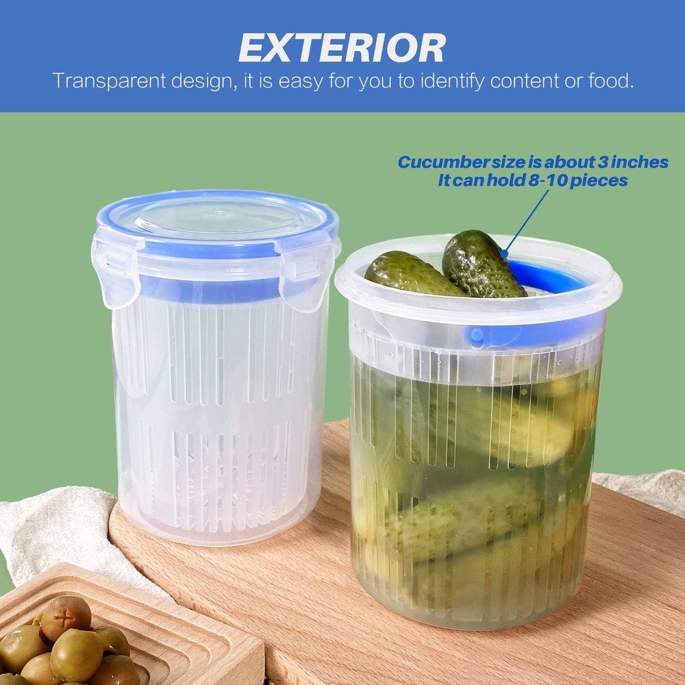Pickle Jar 24 oz pickle container with strainer Pickle Holder Keeper Lifter, ...