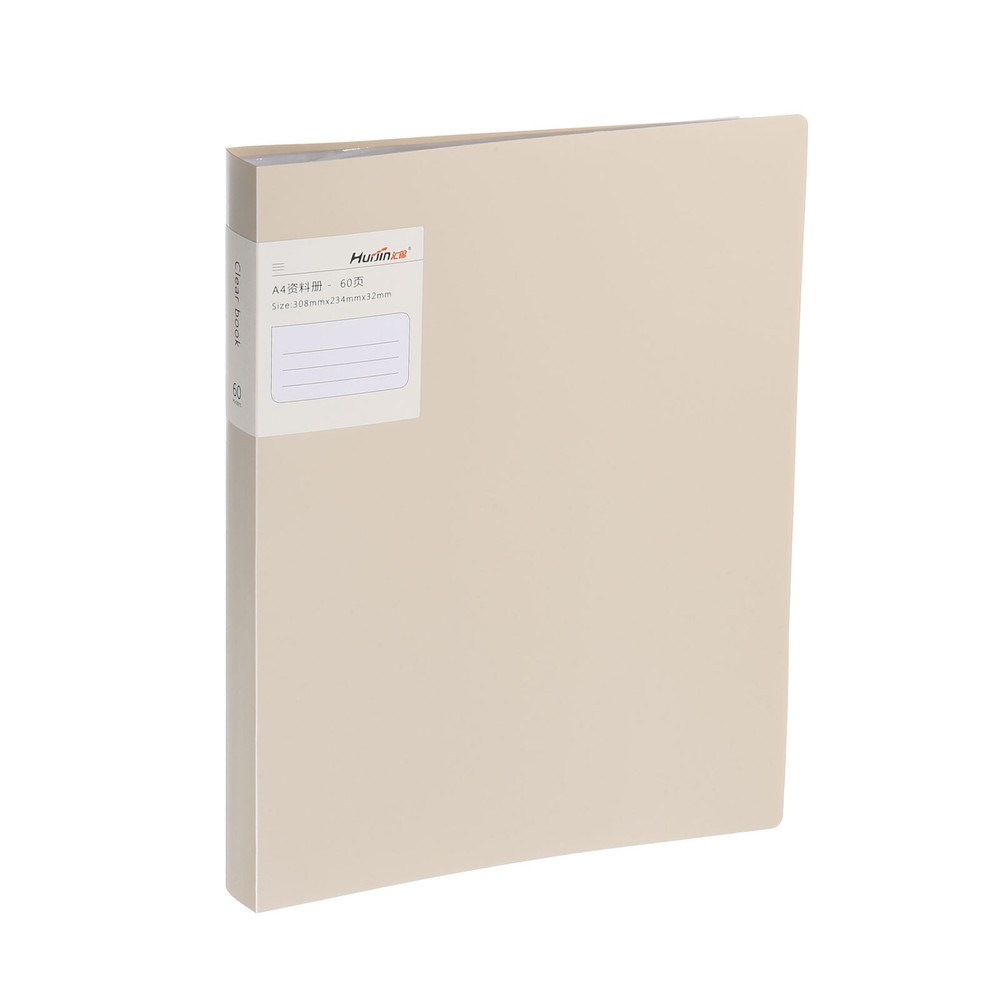 9x12" Binders with Plastic Sleeve, PP 60 Pocket File Protector, Beige
