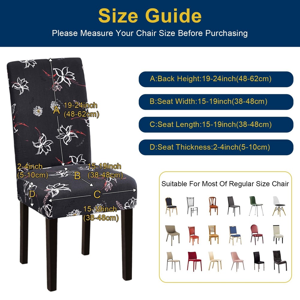 Fafua Chair Covers, Stretch Kitchen Covers/Dining Dark Grey Pattern