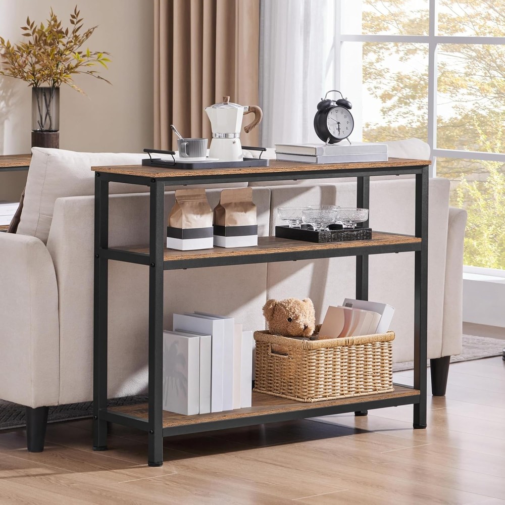 NEW Yaheetech Industrial Console Table, 3 Tier Entryway Table with Storage She