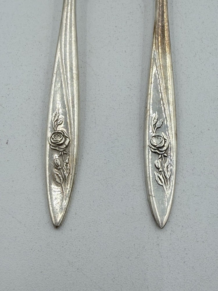 Vintage Oneida Community Silver Flatware Morning Rose Olive Fork & Spoon
