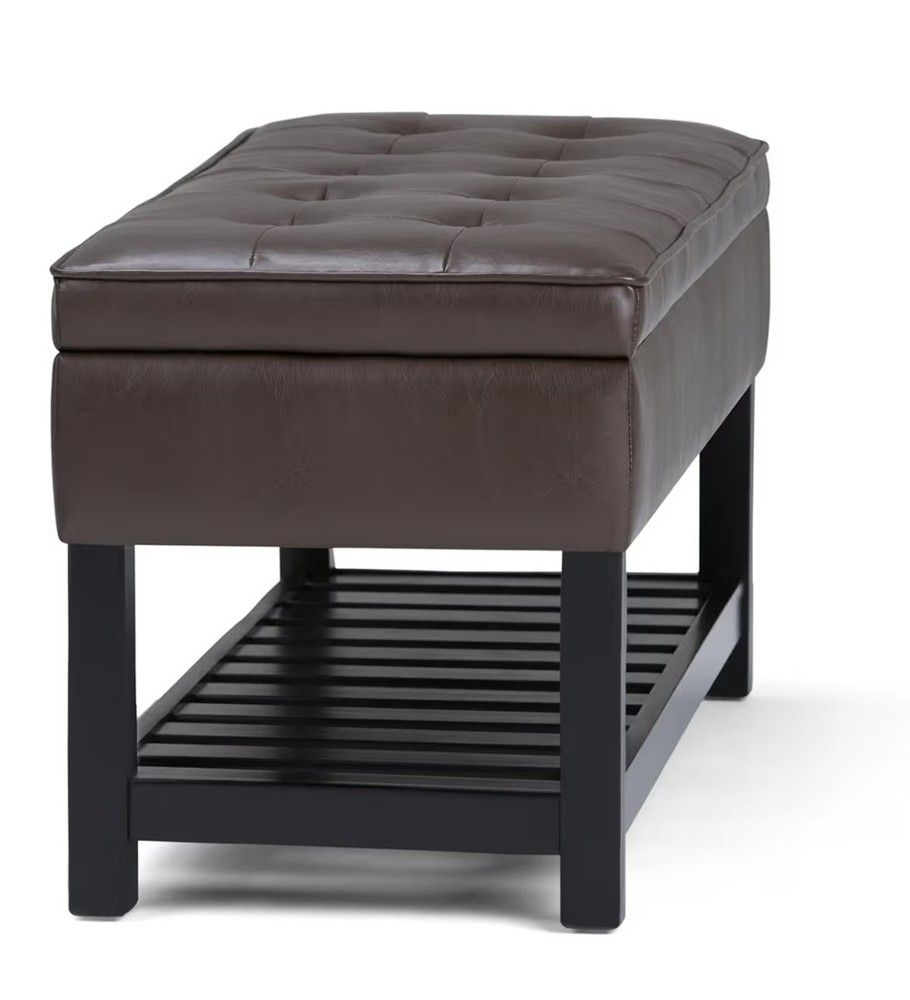 SIMPLIHOME Cosmopolitan 44 inch Wide Transitional Rectangle Storage Ottoman...