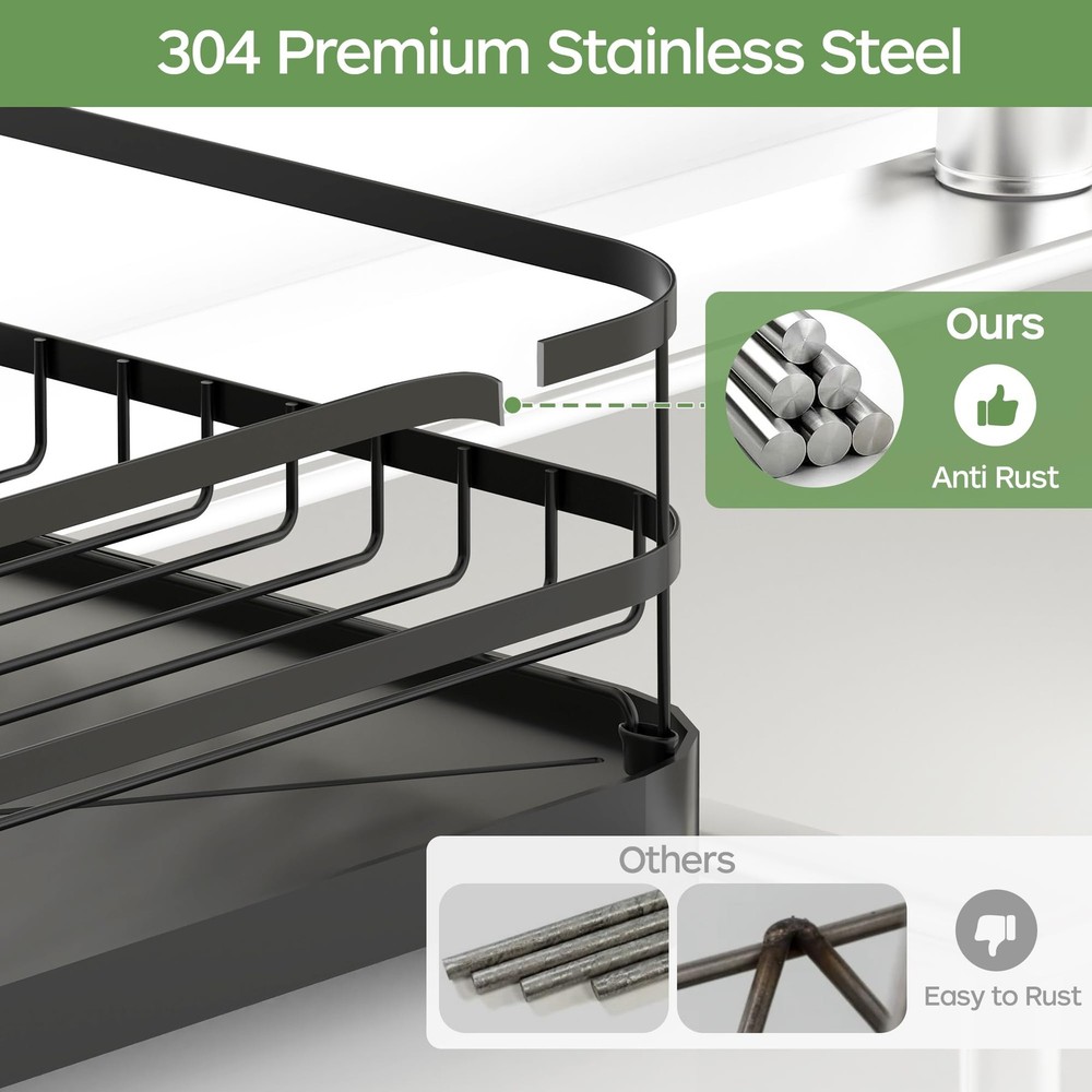 ROTTOGOON Dish Drying Rack, Stainless Steel Rustproof Dish Rack for Kitchen Coun