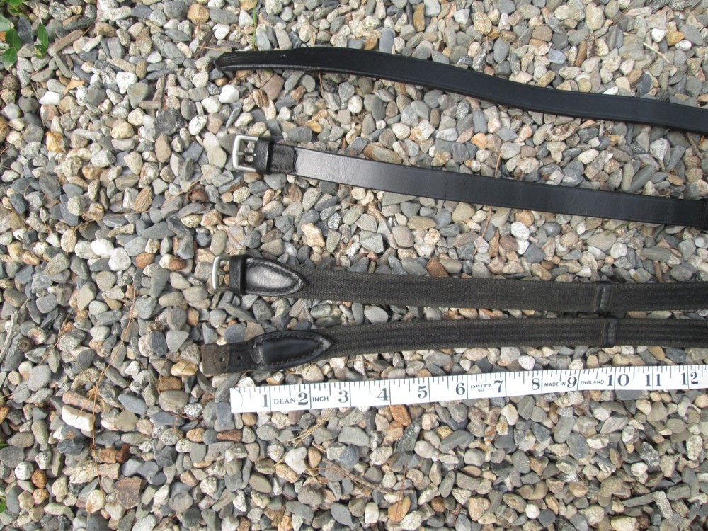 Stubben Black Reins with Stops, EUC plain + GUC web