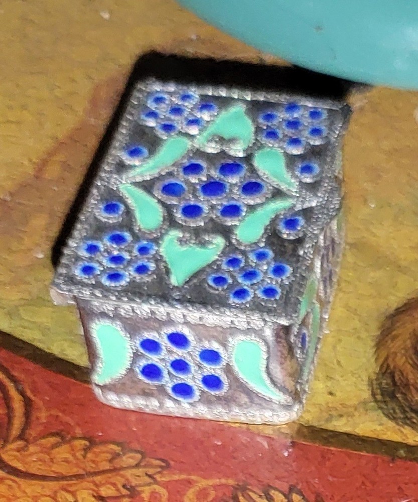 Sterling Silver Hand Painted Trinket Pill Box