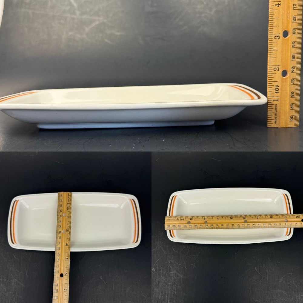 Vtg Mark Buffalo USA Restaurant Ware Thin Rectangular Dish Decor Orange Brown
