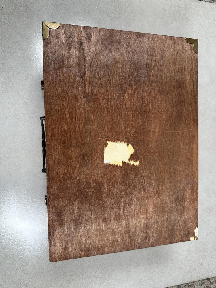 Wooden Storage Box With Brass Corners Rustic Organizer Case