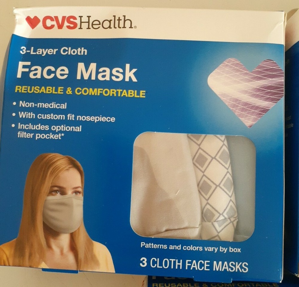 3-Pack (9 Total) Reusable Washable Three-Layer Face Cloth DAMAGED PACKS