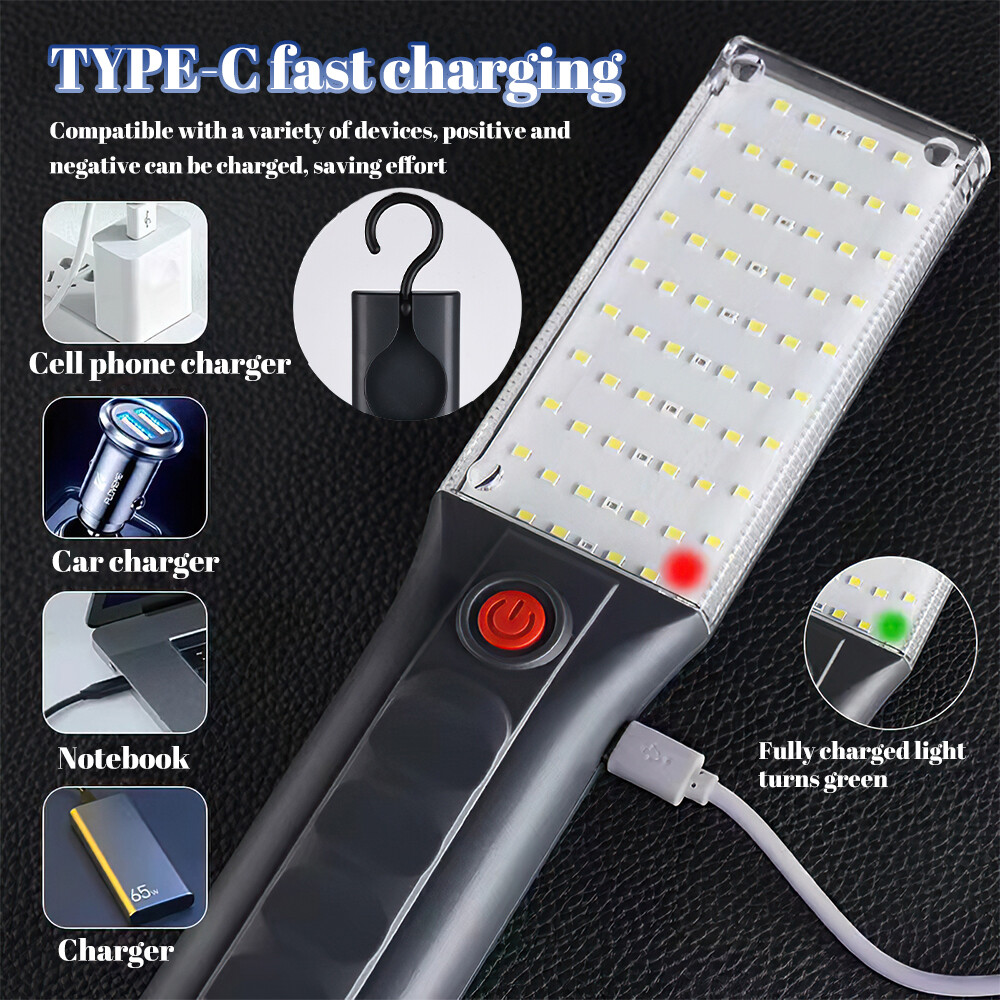 2PCS Rechargeable Work Light Portable LED Magnetic Flashlight & Hanging Hook