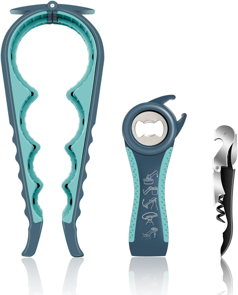 Jar Opener for Weak Hands, Seniors with Arthritis, 5 in 1 Multi Function Bottle
