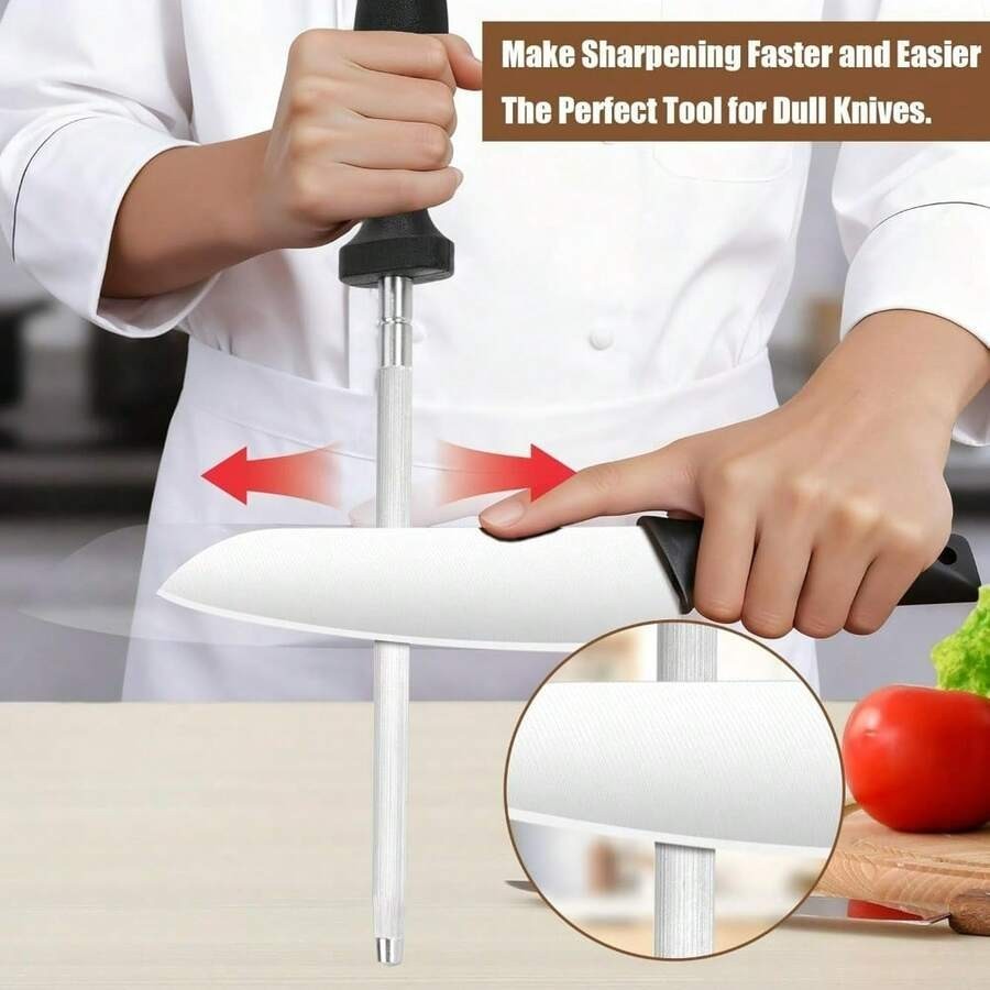 Klaus Meyer 12 inch High Carbon Diamond Sharpening Steel Kitchen Sharpener
