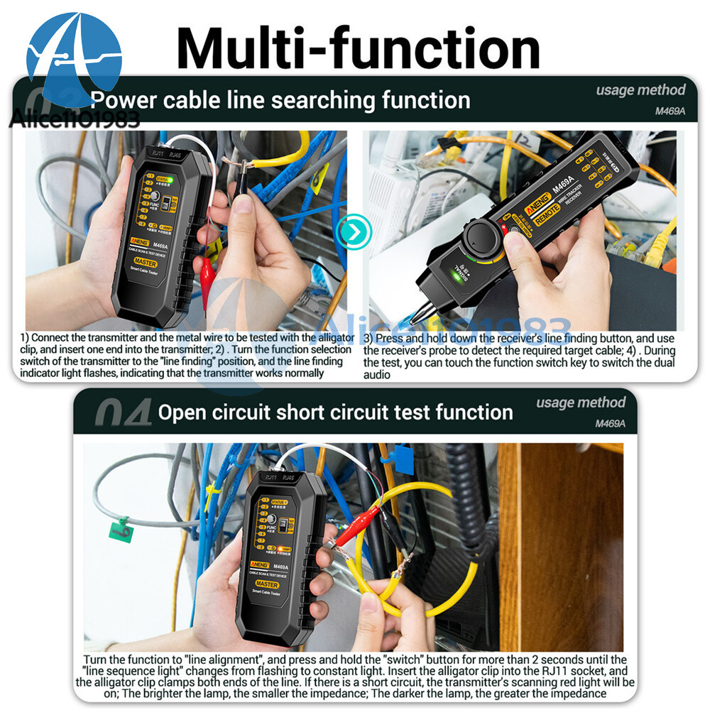 ANENG M469A Multifunctional RJ45 RJ11 Network Cables Tracker Networking Analyzer