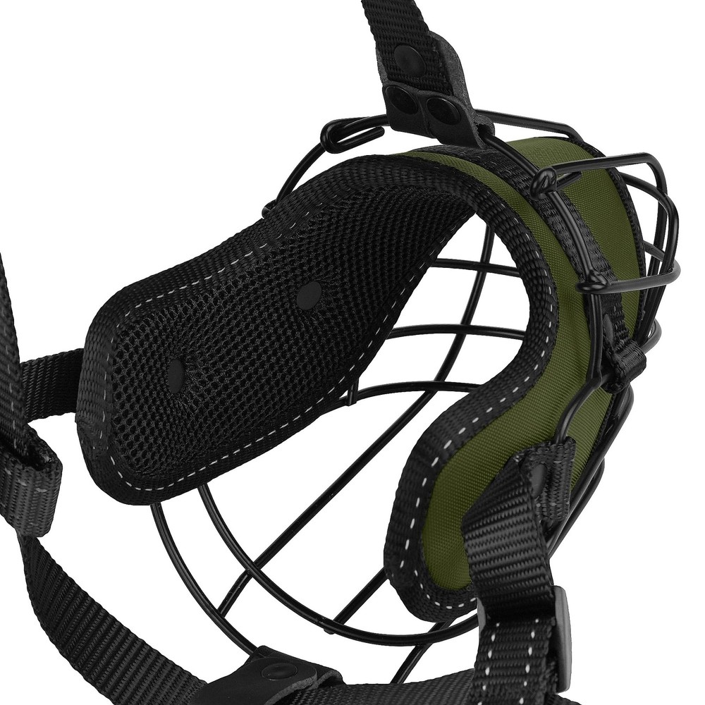 OOPSDOGGY Pitbull Dog Muzzle Reflective Metal Mask Secure Wire Basket Muzzle ...