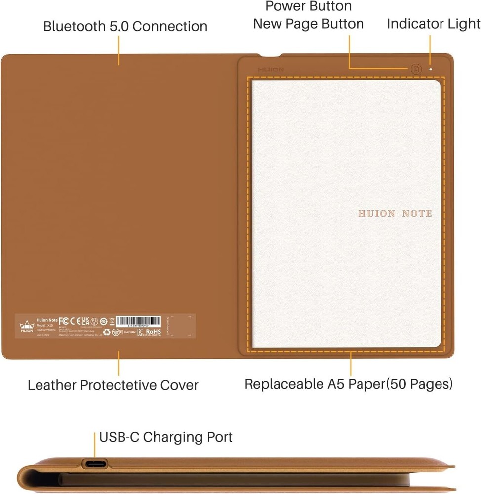 Note 2-in-1 Digital Notebook Drawing Tablet With Battery-free Pen, Bluetooth ...