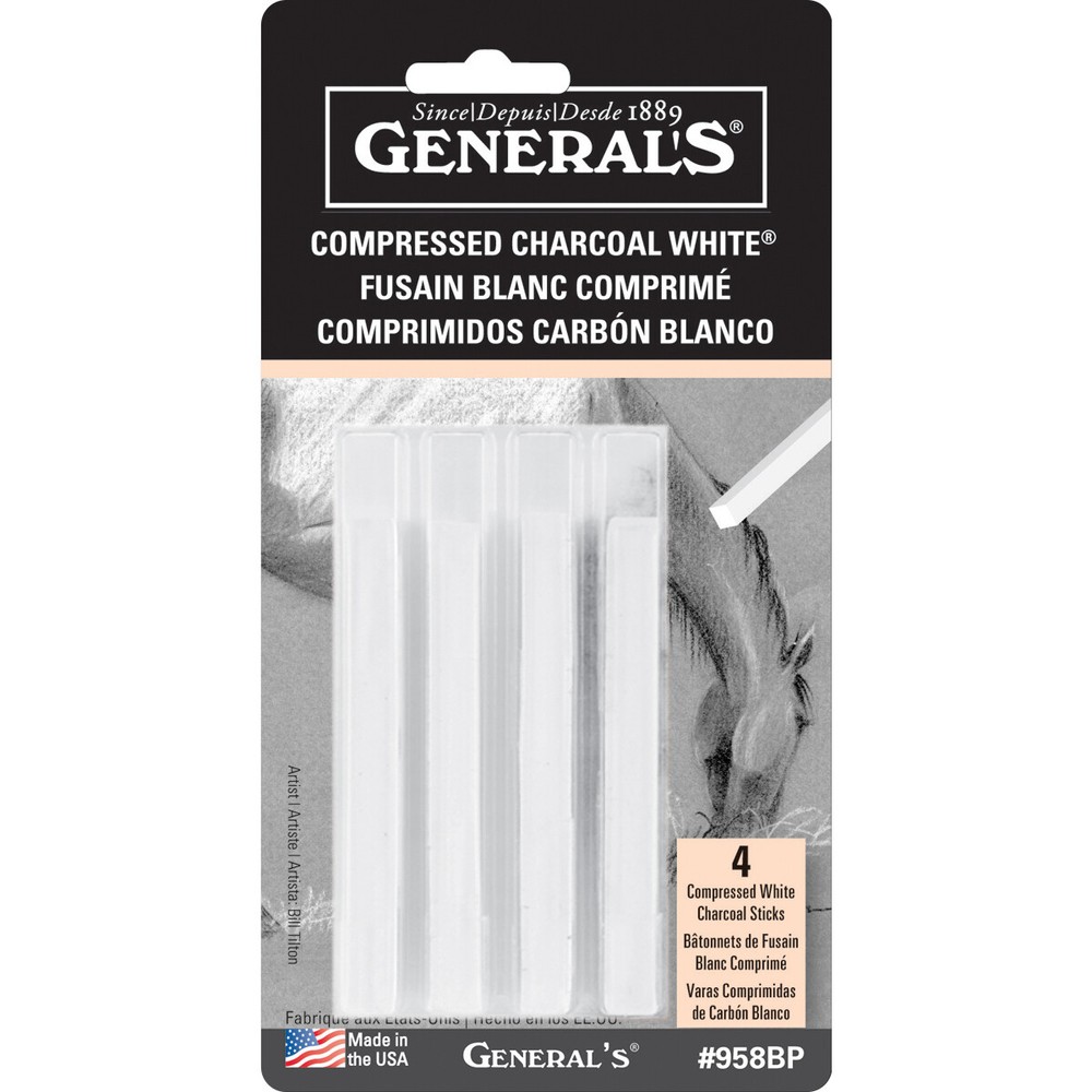 Compressed Charcoal Sticks 4/Pkg White - 2B, 4B & 6B