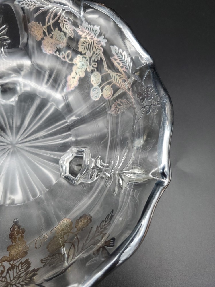 Sterling Silver Overlay Bowl 3 Footed Vintage