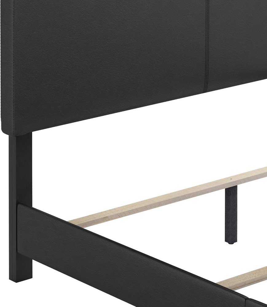 Pessac Twin Black PU Leather Upholstered Platform Bed Frame