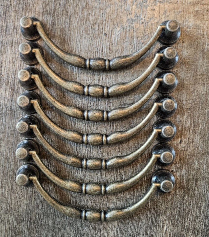 Antique Brass Finished Bail Pulls, Set of 9