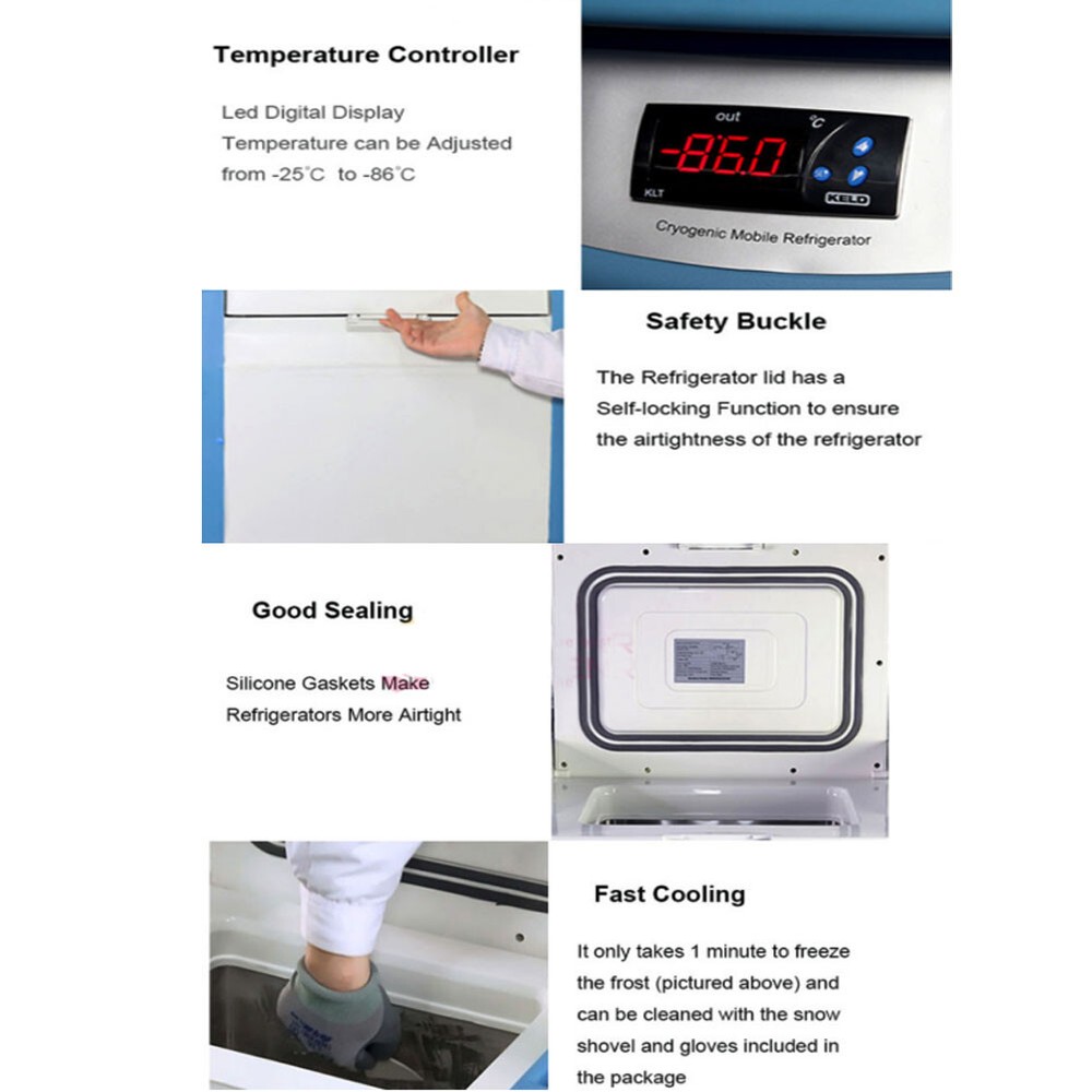 20L -86℃ Ultra-low Temperature Freezer Samples Storage Refrigerator Laboratory