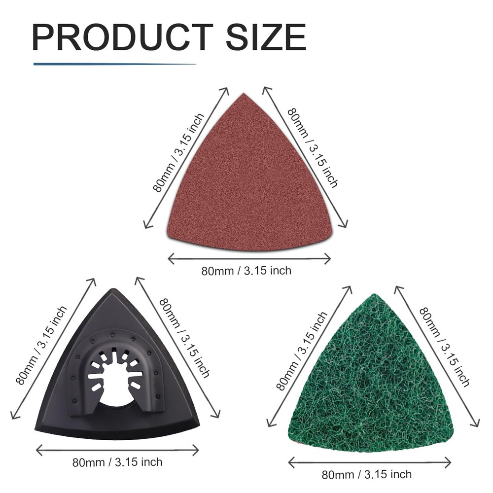 133PCS Oscillating Tool Sanding Pads Kit,125 Sandpaper, 2 Triangular Sanding Pad