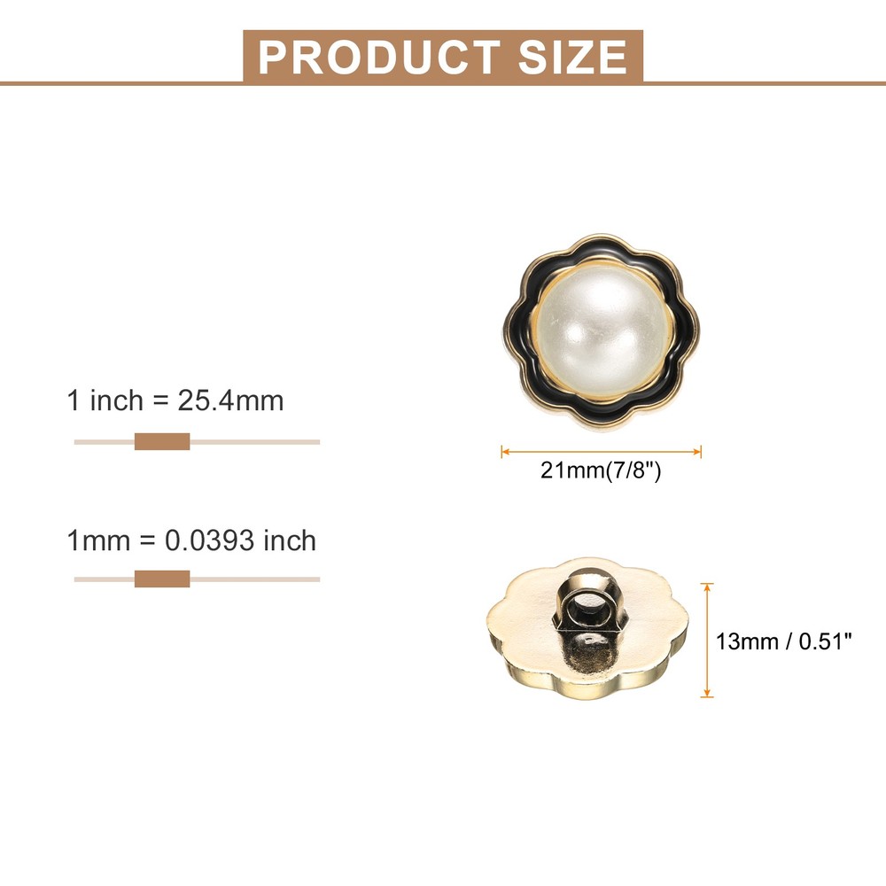 5pcs Gold Pearl Button 21mm 0.51" Thick Sewing Button Style E