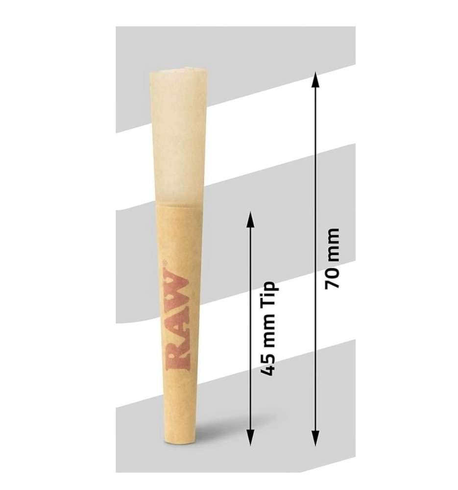 Raw rolling paper single Size 70/45 Pre Rolled Cone + Lighter