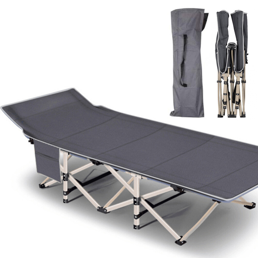 Folding Camping Cot Adjustable Position Bed for Heavy Duty Camping, Pool, Beach