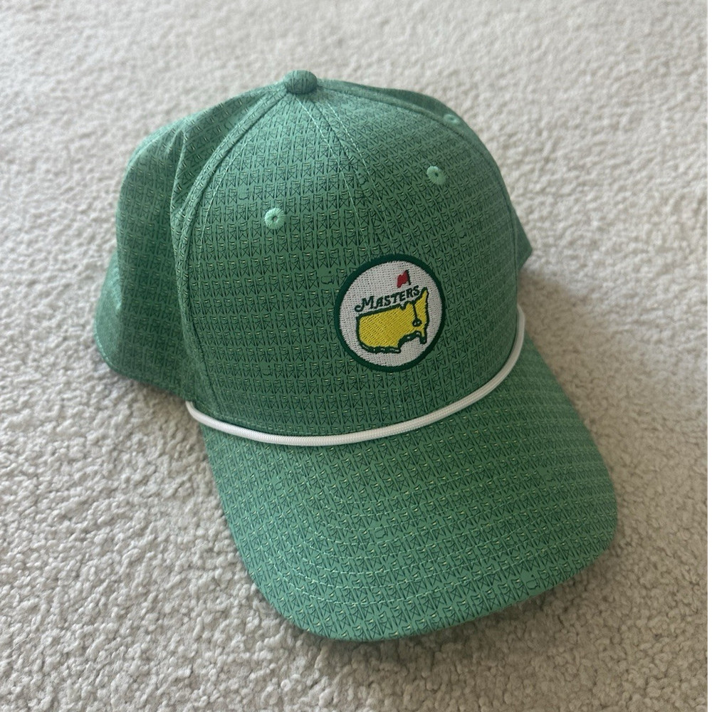 Masters Green Adjustable Mesh Golf Hat with Logo Embroidered