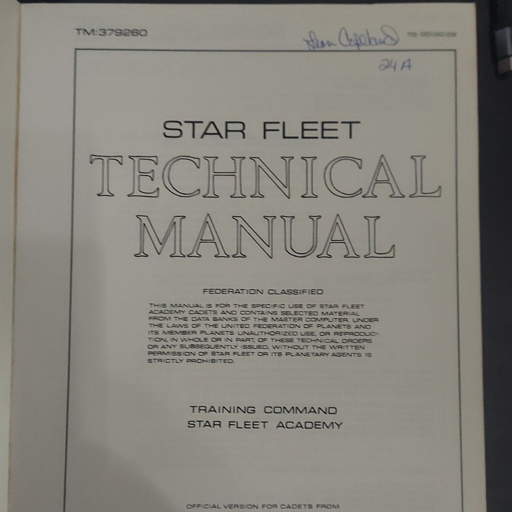 Star Trek Technical Manual Signed The Original Series