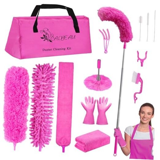 Microfiber Dusters for Cleaning, Feather Dusters with Extension Pole, Bendable