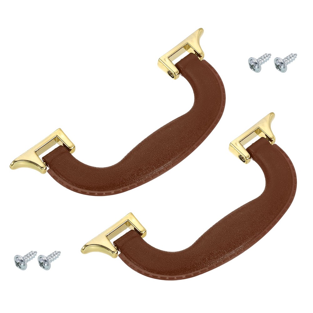 2Pcs Luggage Handle Plastic Pull Handle Grip Replacement with Screws Brown Gold