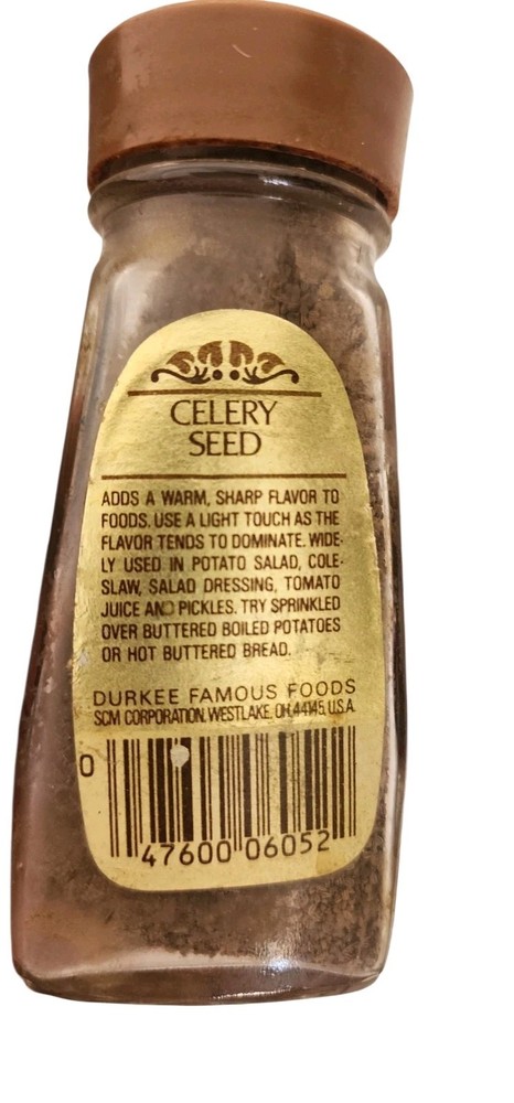 Vintage Durkee Spice Jar Bottle Celery Seed