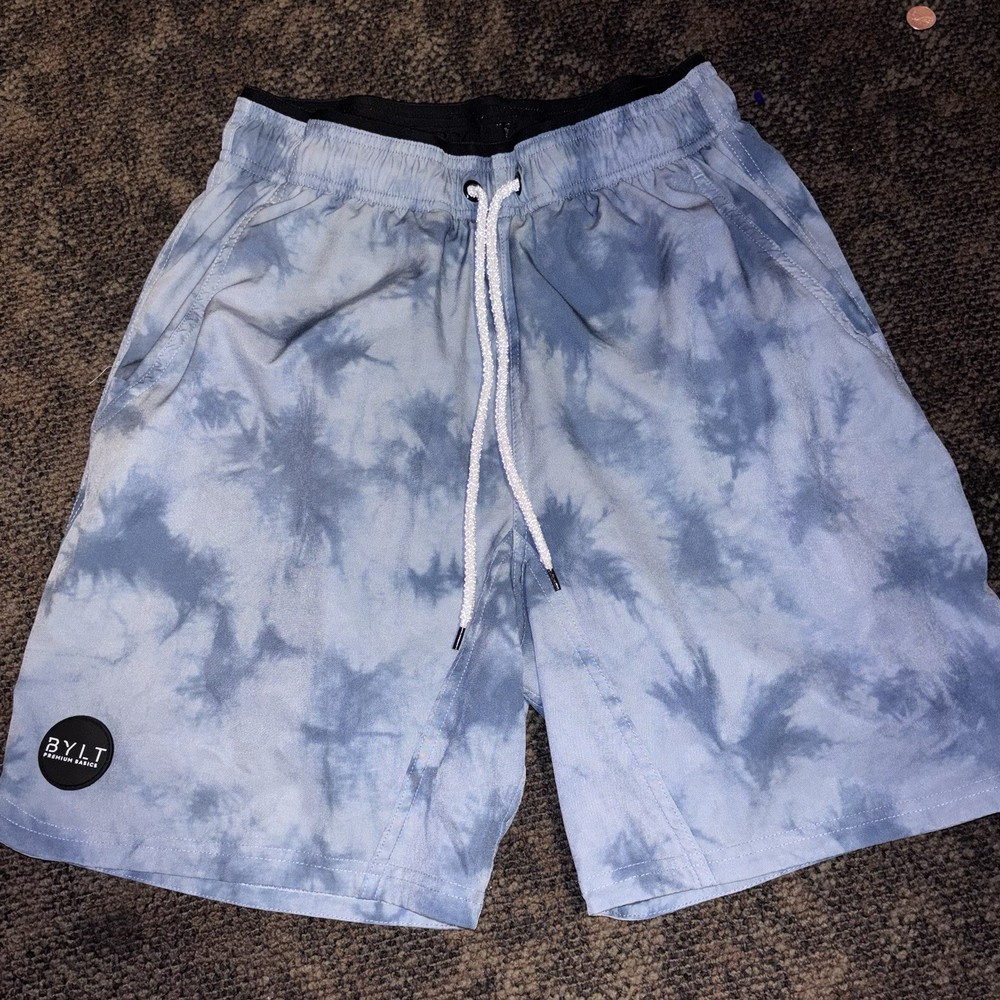 BYLT Premium Basics Mens S 6" Active Training Shorts Drawstring Lined Cloud Dye