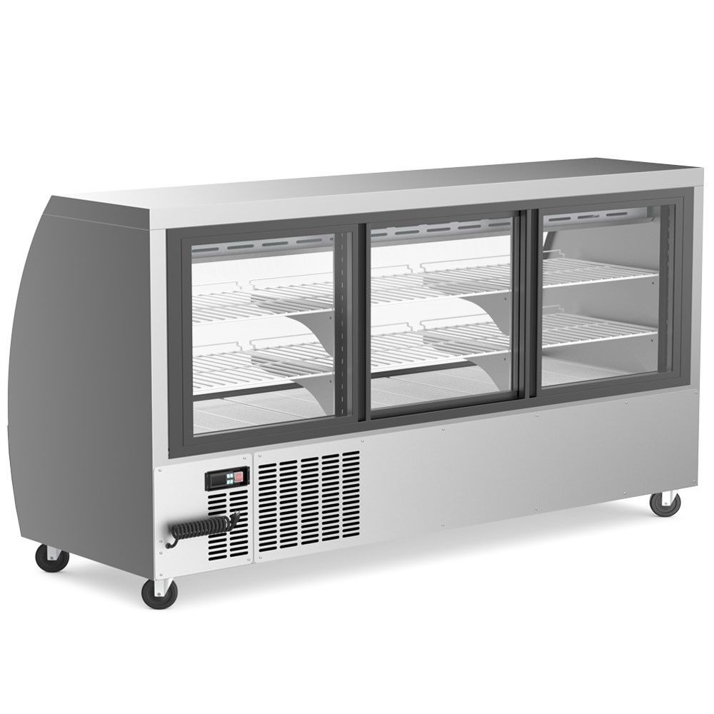 Deli case 64" Gravity Coil. S/S, installed casters