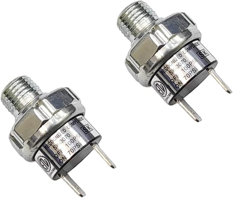 Durable 1/4" NPT Air Compressor Pressure Switch - Automatic Operation, 2 Pack