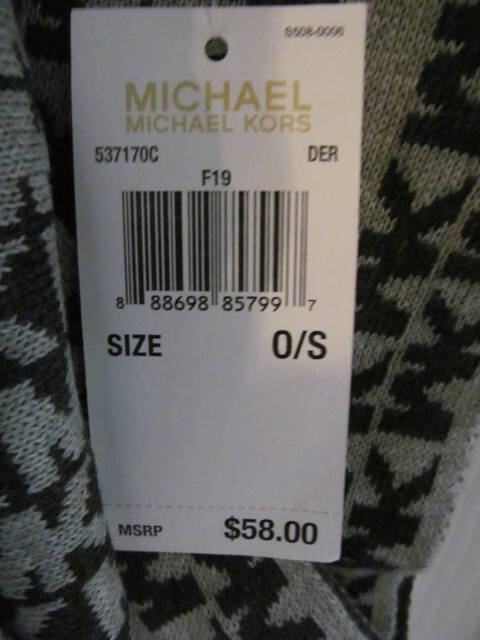 Michael Kors MK Repeating Reversible Scarf, White & Gray