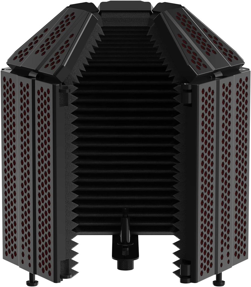 Microphone Isolation Shield 5-Panel Foldable Studio Soundproof Cover Black