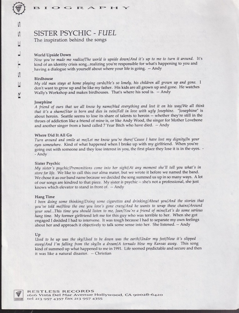 sister psychic press kit fuel