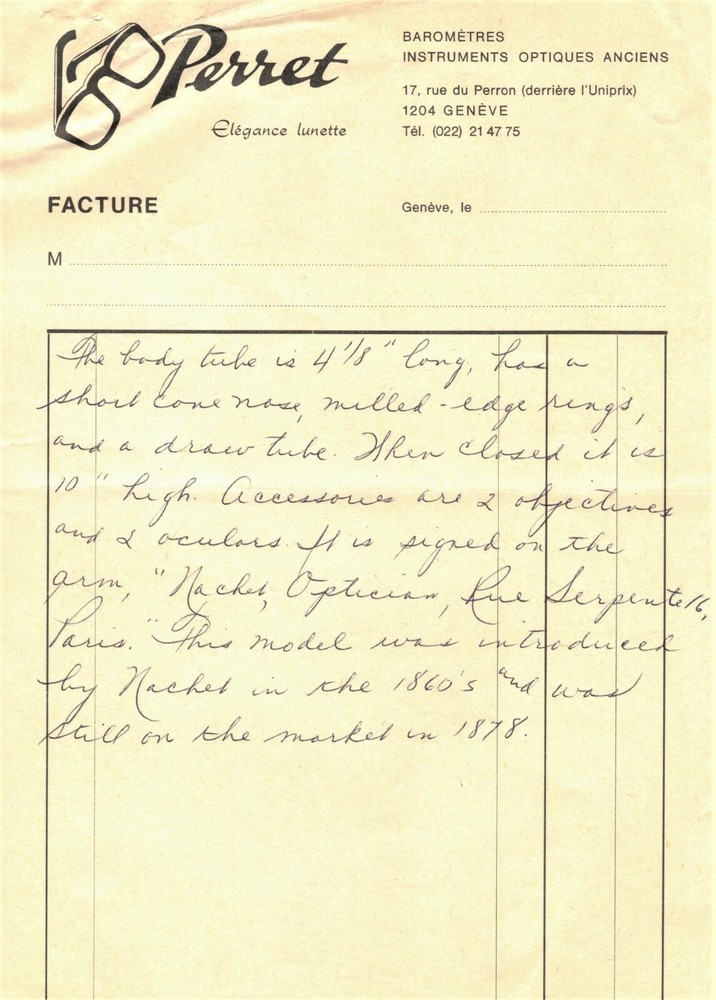 ANTIQUE MONOCULAR MICROSCOPE, 1875