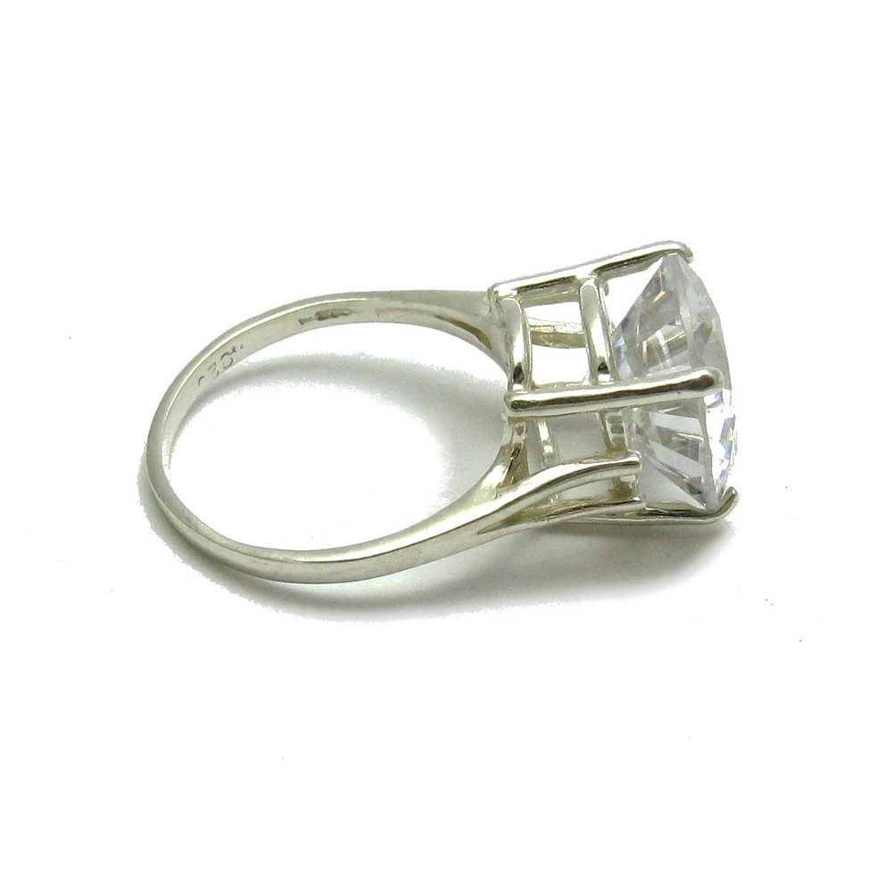 Sterling Silver Ring Genuine Solid 925 With 12mm Round Cubic Zirconia Handmade