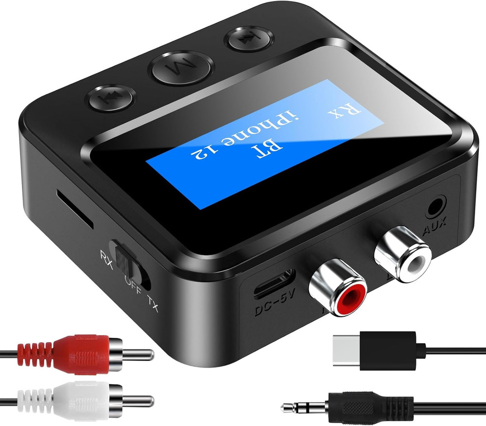 Bluetooth Transmitter Receiver for TV, with RCA 3.5Mm AUX & Display Audio Adapte